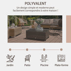 Table Basse de Jardin Plateau Verre trempé 5 mm rotin tressé 85 x 50 x 39cm Max. 50 kg Marron-5