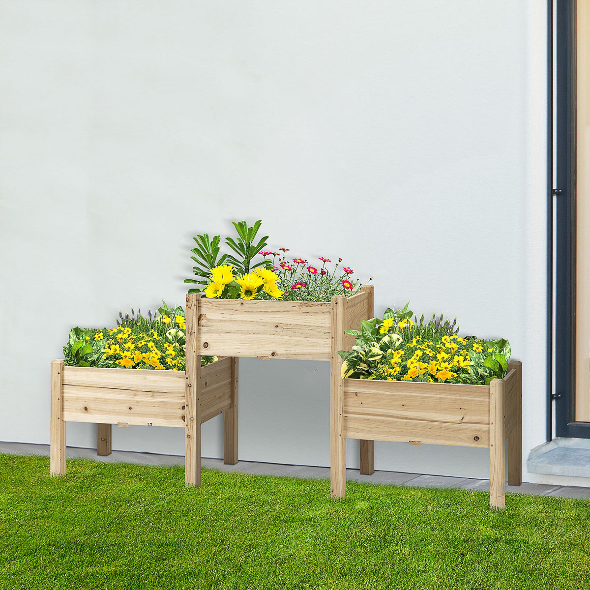 Jardinière sur Pieds carré Potager 2 étages dim. 184L x 45l x 80H cm Inserts d'irrigation Bois Sapin pré-huilé-9