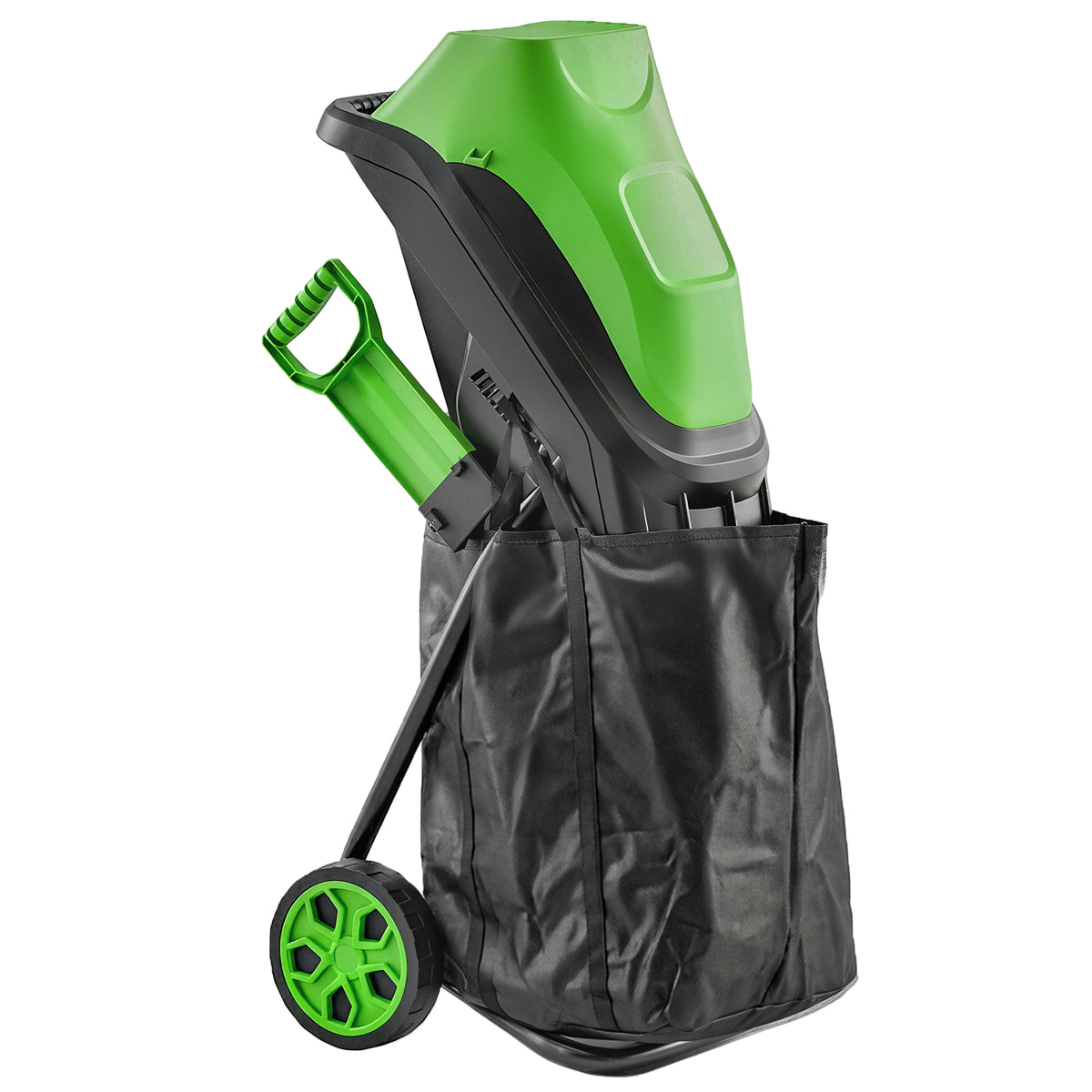 Broyeur de Végétaux Électrique 2500 W, Broyeur de Branches avec Sac de Collecte 45L, 4300 tr/min, 44x34x96cm, Vert-0