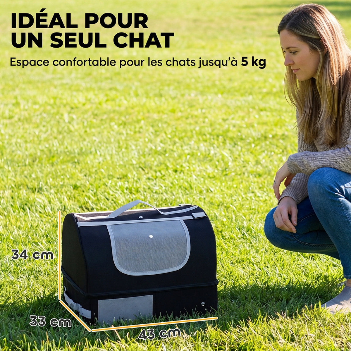 Bac à Litière Pliable Litière Voyage Chat Portable Couvercle Zippé Oxford 600D Imperméable Anti-Fuite 43x33x34cm Noir-2