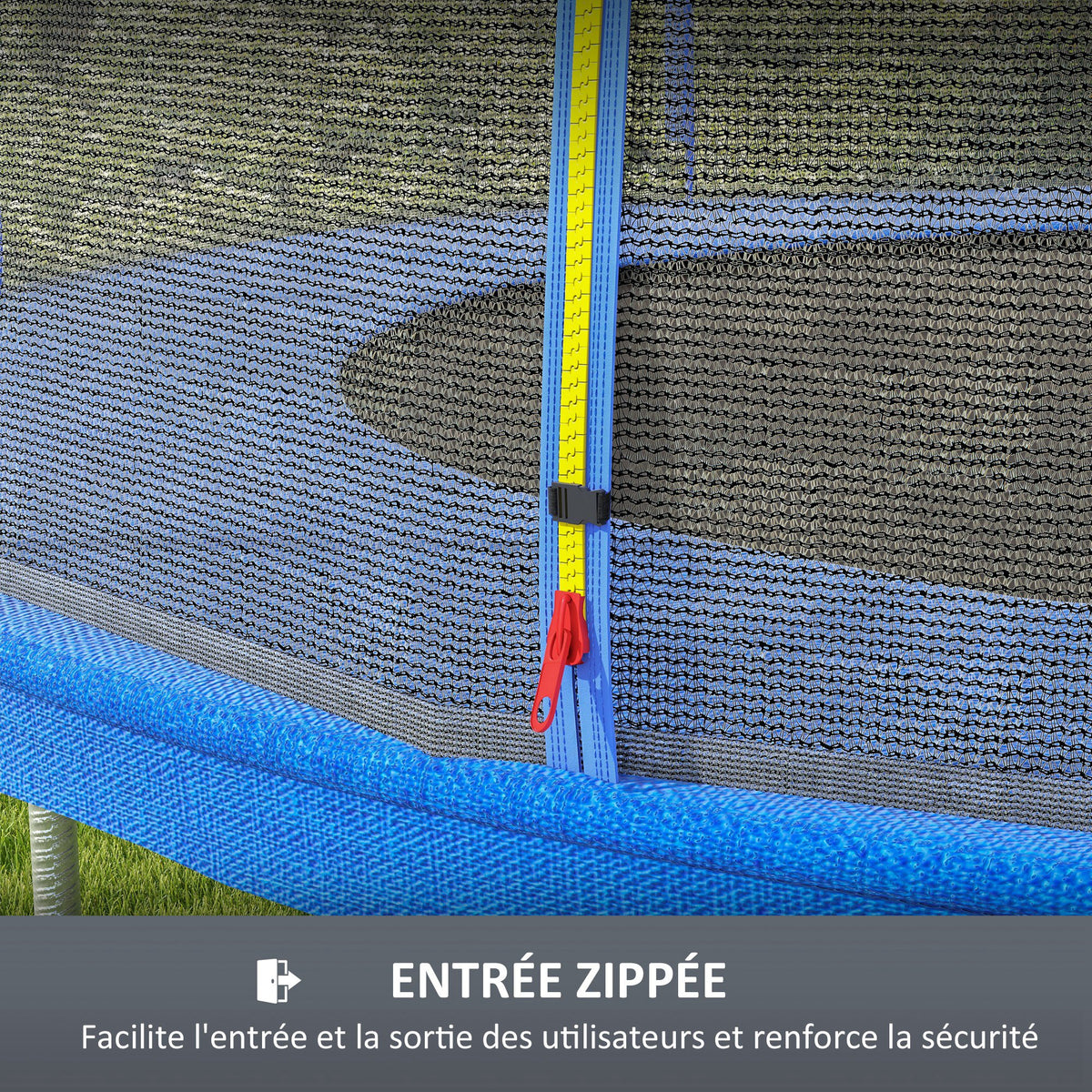 Filet de remplacement pour trampolines Ø 366 cm 8 poteaux droits filet de sécurité pour trampolines, entrée zippée-4