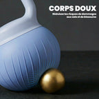 Kettlebell 10 kg, haltère avec poignée Antidérapante ergonomique, haltère à boule, musculation, entraînement, Bleu-3