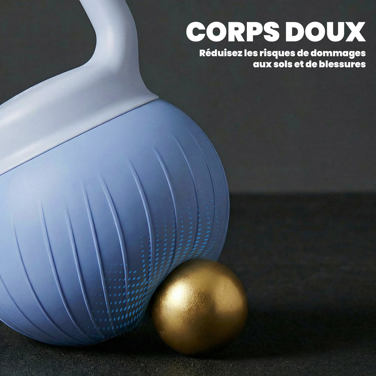 Kettlebell 10 kg, haltère avec poignée Antidérapante ergonomique, haltère à boule, musculation, entraînement, Bleu-3