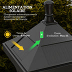 Luminaire extérieur lampadaire sur pied solaire lampadaire lanterne classique LED 30 Lm 15 x 15 x 127 cm noir-3