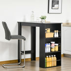 Table de bar table haute de cuisine mange-debout comptoir - dim. 112L x 57l x 106H cm - 3 étagères - noir-1
