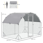 Grand enclos poulailler 5,32 ㎡ parc grillagé toit anti-UV porte verouillable 2,8 x 1,9 x 1,97 m argenté-2
