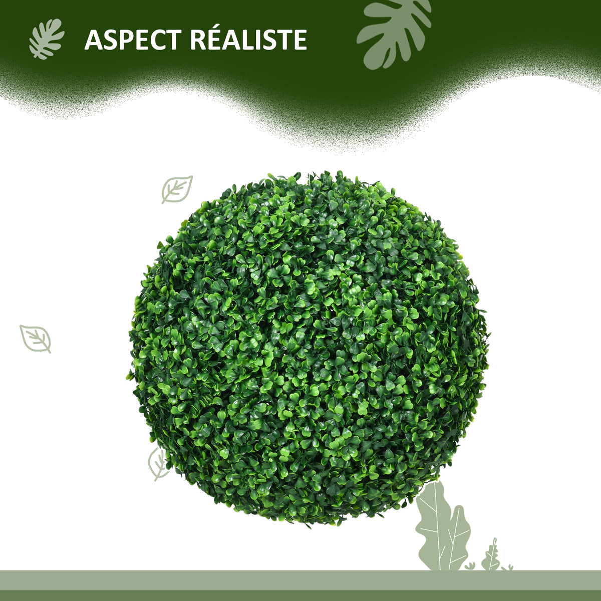Lot de 2 boules de buis artificielles de 40 cm décoration pour intérieur ou extérieur vert-3