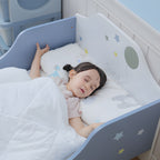 Lit pour enfants de 3 à 6 ans design étoiles sommier à lattes inclus chambre moderne 143 x 74 x 59 cm bleu blanc-8