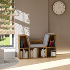Bibliothèque banc 2 en 1 avec coussins de siège, étagère cube 6 compartiments ouverts, 102 x 30 x 61 cm, brun rustique-1
