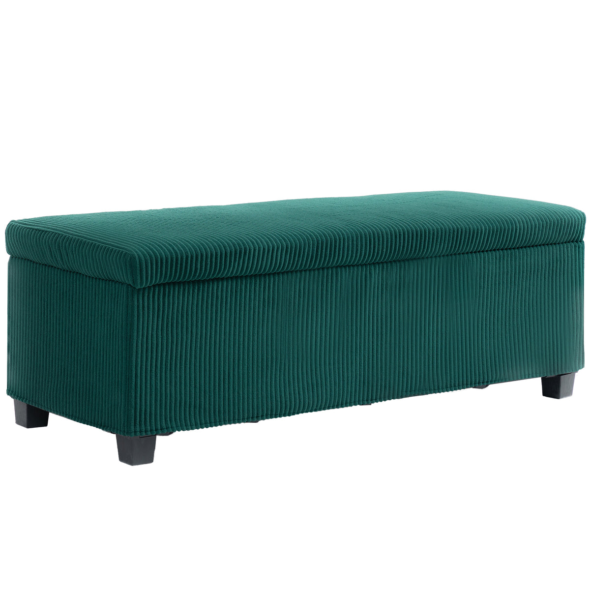 Banc de rangement bout de lit en velours côtelé avec couvercle, pour salon, chambre, entrée, 112 x 42 x 40 cm, vert-0