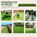 Gazon synthétique Artificiel Set de 10 Dalles Carreaux 30 x 30 cm épaisseur Confort 3,5 cm à emboîter Vert-6