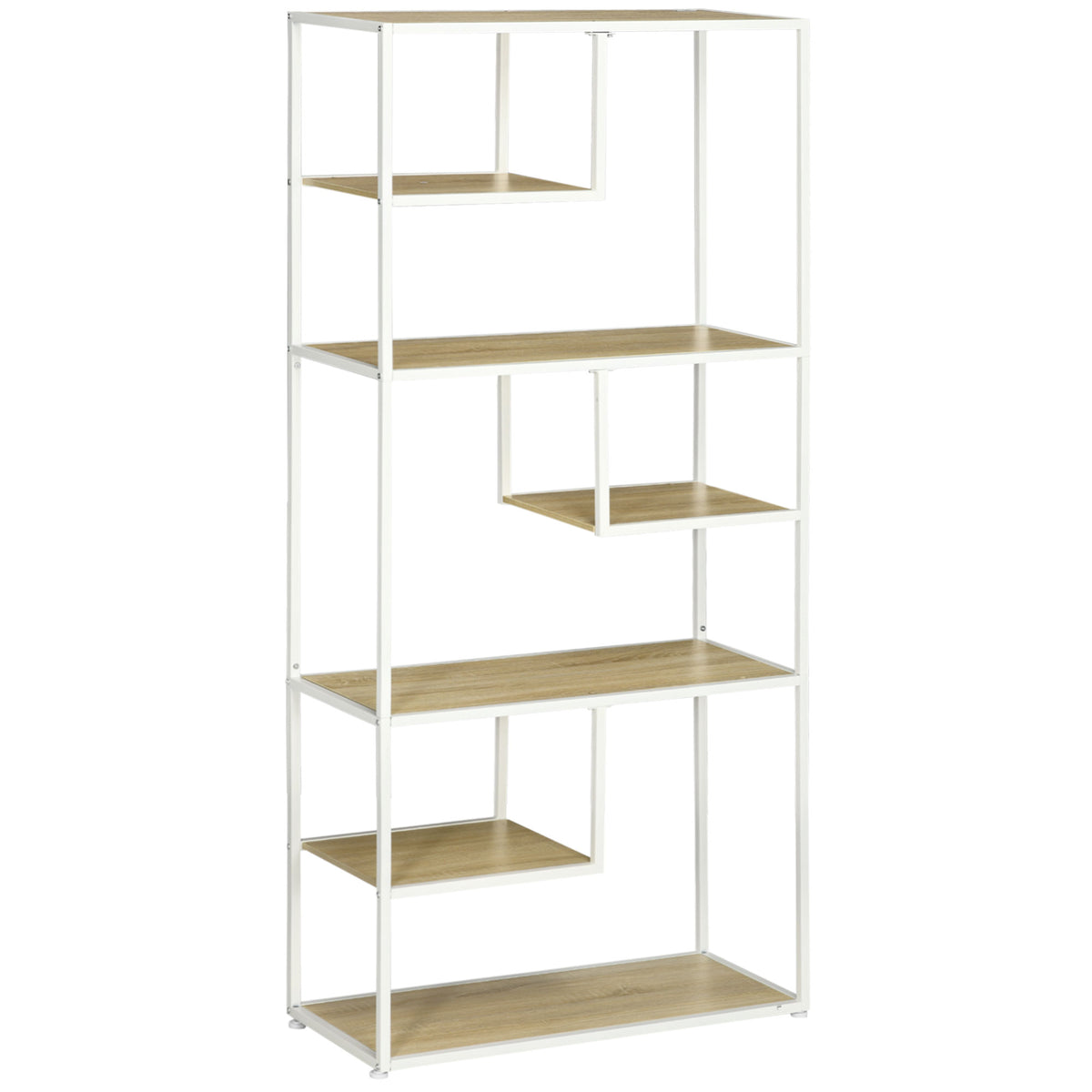 Bibliothèque étagère de rangement à 7 niveaux cadre en acier style industriel 83 x 34 x 180 cm chêne-0