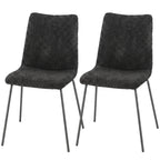 Lot de 2 Chaises de Salle à Manger, Chaises Cuisine Rembourrées en Velours, Dossier Incurvé, Pieds en Métal, Gris Foncé-0