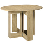 Table pliable de cuisine salle à manger 2 abattants - table ovale extensible - en bois chêne-0
