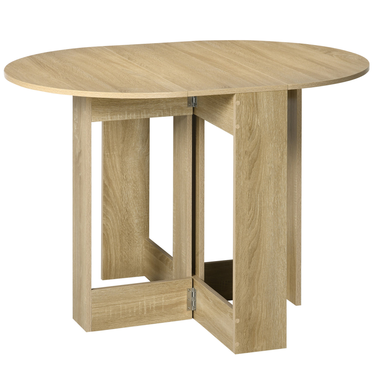 Table pliable de cuisine salle à manger 2 abattants - table ovale extensible - en bois chêne-0