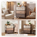 Meuble de Rangement chiffonnier 4 tiroirs en Tissu 58 x 29 x 78,5 cm multicolore-6