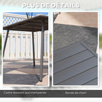 Table à manger de jardin pour 6 personnes avec plateau à lattes pour jardin, patio, terrasse, 150 x 80 x 74 cm, gris-5
