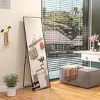Grand miroir pleine longueur rectangulaire, 50 x 160 cm, miroir sur pied, mural ou pocé contre mur, noir-8