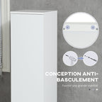 Meuble colonne rangement salle de bain 2 placards 3 étagères réglables style contemporain 30 x 28 x 152,5 cm blanc-6