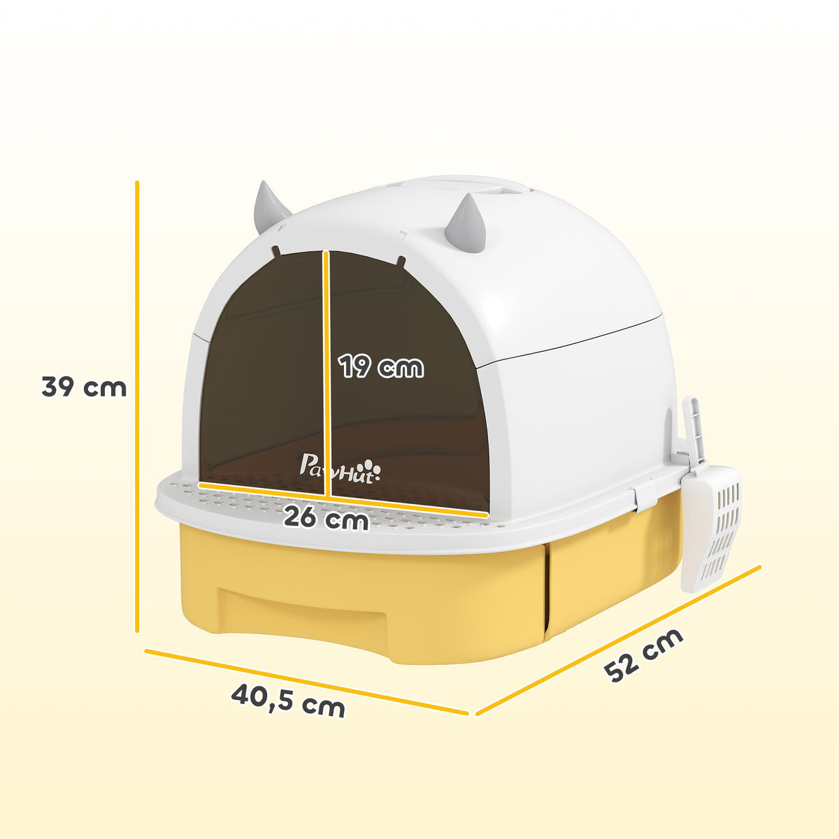 Maison de toilette pour chat bac à litière fermé chat poignée de transport porte translucide 40,5 x 52 x 39 cm jaune-2