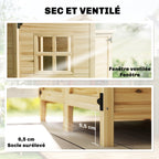 Armoire de Jardin en Bois Abri de Jardin Toit en Asphalte Double Zone et Étagères Amovibles 106x57x167cm Naturel-7