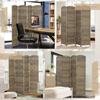 Paravent intérieur en bois 4 panneaux séparateur de pièce pliable pour salon chambre 180 x 180 cm chêne foncé-6