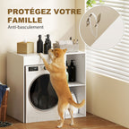 Meuble machine à laver, armoire machine a laver et sèche-linge avec 2 compartiments ouverts, 96 x 60 x 90,5 cm, blanc-5