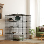 Clôture pour animaux domestiques lapin enclos intérieur 4 niveaux modulable panneaux grillagés 105 x 105 x 140 cm noir-9