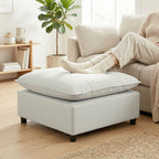 Repose pied salon carré, ottoman avec pieds en plastique, pouf salon pour chambre à coucher, entrée, 75x75x40 cm, gris-1
