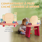Coiffeuse pour enfants 23 PCS, table de maquillage avec miroir, lumière LED et musique, pour enfants de 3 à 6 ans, rose-6