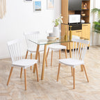 Lot de 4 chaises style scandinave dossier haut assise en polypropylène pieds en hêtre 48 x 52,5 x 83 cm blanc-1
