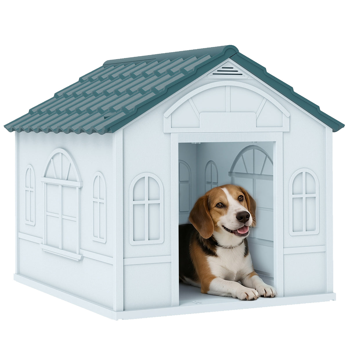 Niche pour chien chenil à l'extérieur en PP blanc pour chiens de petite et moyenne taille - 65 x 75,7 x 63 cm-0