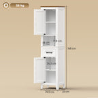 Meuble de salle de bain, meuble de rangement, 2 portes, tiroir, compartiment ouvert et étagères réglables, blanc-2