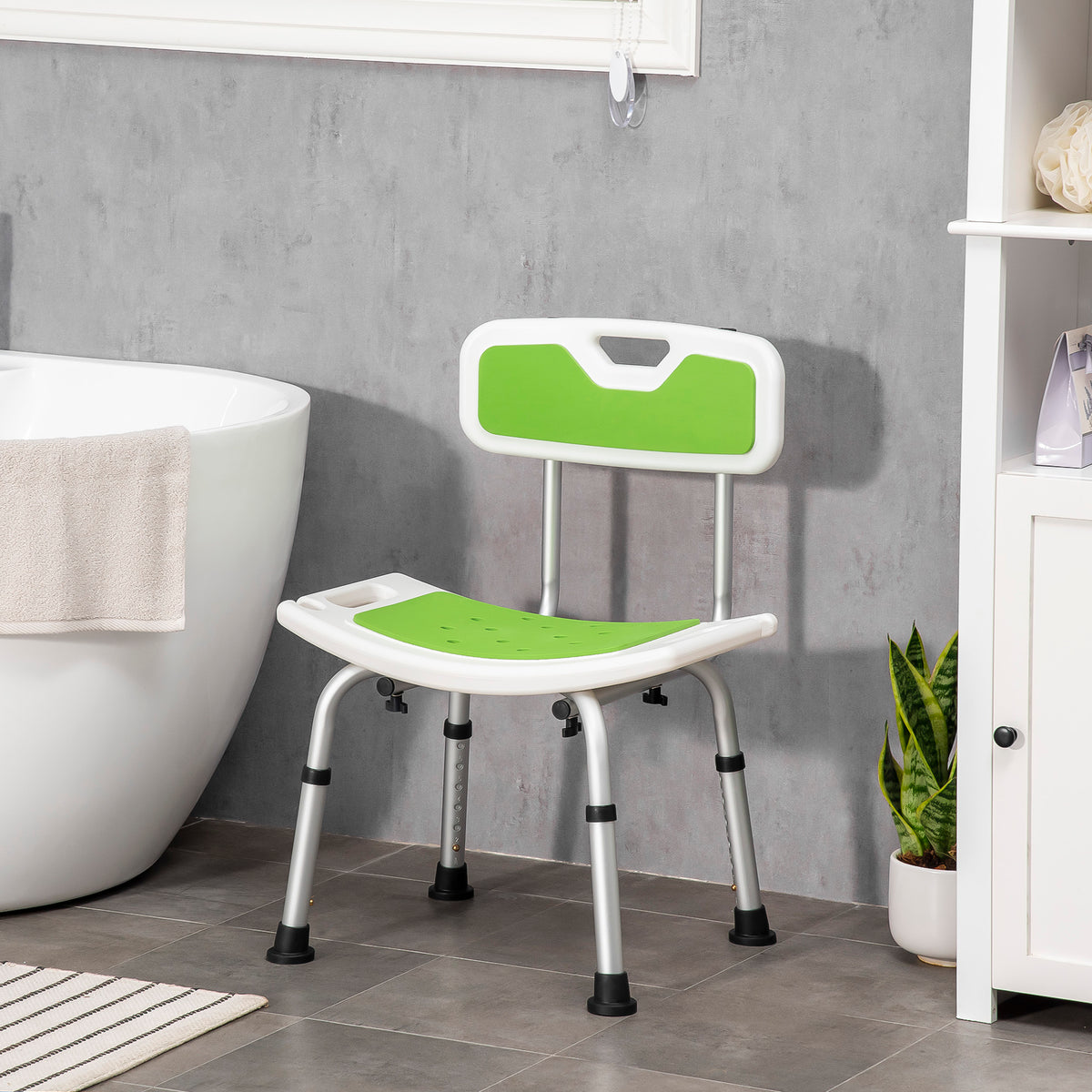 Tabouret de douche pour personnes âgées et handicapées hauteur réglable patins antidérapants support de pomme de douche-1