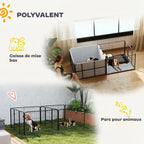 Parc de Mise Bas pour Chien 2 Compartiments Séparés avec Toile Oxford Coupe-Vent 7 Panneaux 203x102x60cm Noir-3