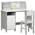 Ensemble table et chaise pour enfant avec tableau blanc - bureau pour enfant +5 ans - 90L x 45l x 85H cm Gris-0