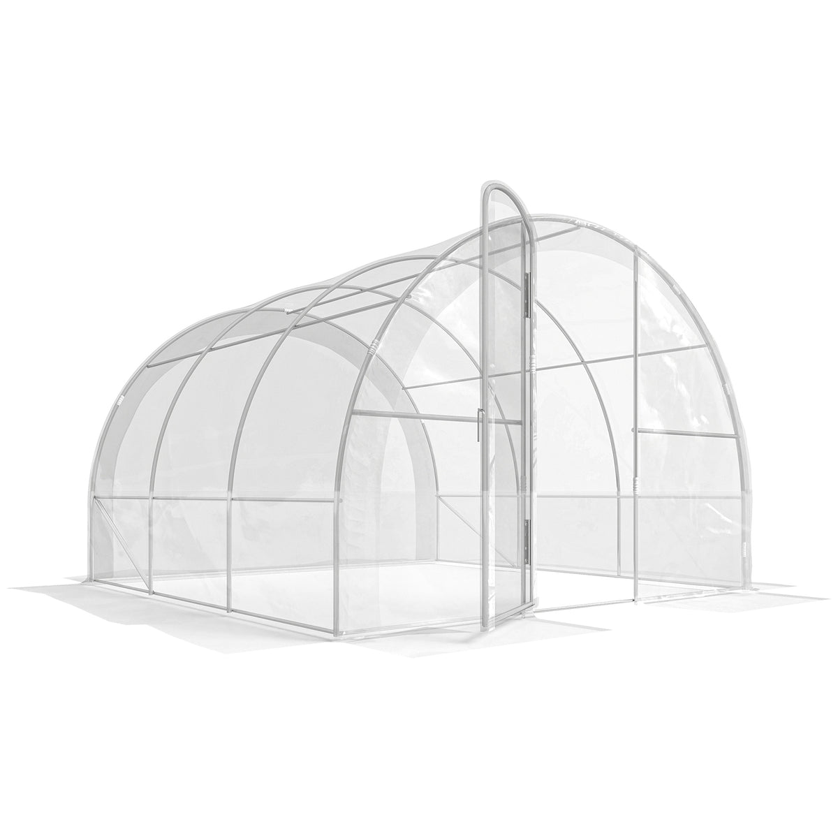 Serre de jardin tunnel 3 x 3 x 2 m 9 m² avec porte à charnières bâche en PE 150 g/m² pour Légumes Plantes Fleurs-0
