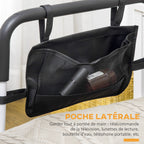 Barre d'appui lit sur pieds protection réglable 5 hauteurs pochette rangement 52 x 85-95 x 71-102 cm blanc noir-4
