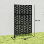 Panneau brise vue décoratif paravent extérieur à motif géométrique ajouré en métal - 122 x 45 x 198 cm, noir-2