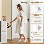 Meuble à Chaussures 16 Paires, Armoire à Chaussures Étroite, 4 Tiroirs, Étagères Réglables et Plateau Supérieur, Blanc-3