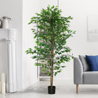 Plante artificielle ficus hauteur 1,80 m tronc branches liane lichen feuilles grand réalisme pot inclus vert-5