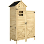 Armoire de Jardin en Bois Abri de Jardin Toit en Asphalte Double Zone et Étagères Amovibles 106x57x167cm Naturel-0