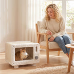 Maison pour Chat Niche pour Chat Intérieure en Forme de Télévision Tapis en Sisal et Balle Suspendue 50x33x42cm Blanc-7