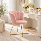Fauteuil coquillage chaise coiffeuse fauteuil en velours fauteuil de salon avec pieds en acier 69 x 64 x 80 cm rose-9