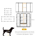 Parc enclos modulable acier époxy porte verrouillable pour chiens petits animaux intérieur et extérieur 80 x 80 cm gris-2