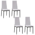 Lot de 4 chaises de salle à manger chaises de cuisine avec dossier haut pieds en métal et tissu en lin 41x50x97cm blanc-0