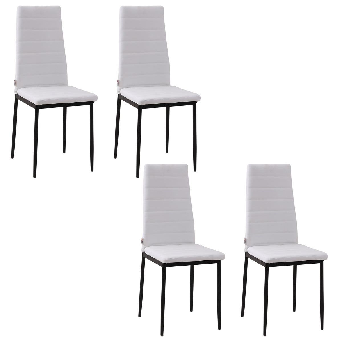 Lot de 4 chaises de salle à manger chaises de cuisine avec dossier haut pieds en métal et tissu en lin 41x50x97cm blanc-0