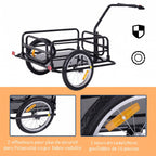 Remorque vélo remorque de transport pour vélo 70 L 155L x 71,5l x 77H cm poignée barre d'attelage universelle pliable acier Charge max. 40 Kg noir-5