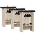 Ensemble de trois boîtes à chauve-souris nichoir chauve-souris avec un crochet18 x 6 x 22,5 cm bois naturel-0