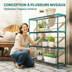 Lot de 2 Étagères à Plantes 4 Niveaux Intérieur Extérieur, Supports pour Plantes en Métal, 90 x 28 x 104 cm, Vert-3
